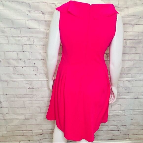 Eliza J Pink Perforated Ruffle Fit & Flare Short Casual Dress - Picture 3 of 9